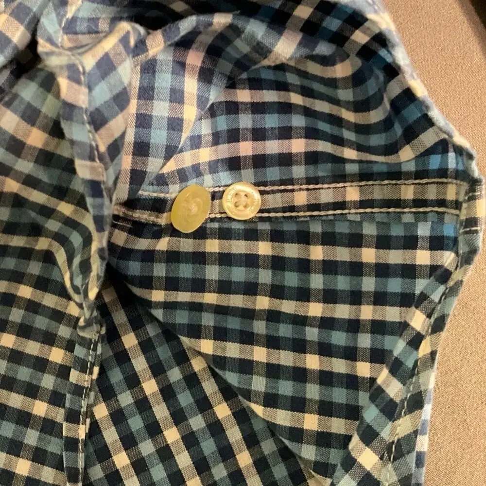 Tailored by J. Crew Button Up M Long Sleeve Shirt Plaid Blue Button Down Collar